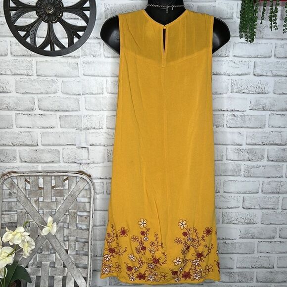 Blue Rain Anthropologie Golden Embroidered Dress Boho Hippie Size XXS - Picture 8 of 11